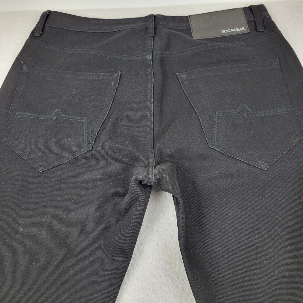 Rocawear Double Thigh Straight Leg Jeans Mens 34 x 33 Black Denim NWOT - Picture 13 of 14